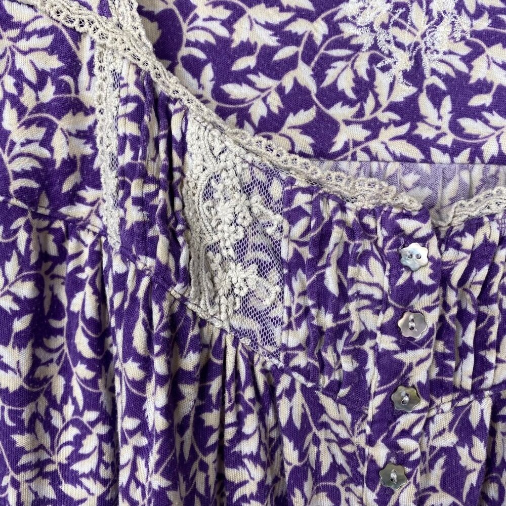 Eileen West Nightgown Women's Purple Floral Sweetheart Neck Modal Grandma Size M - Picture 7 of 12